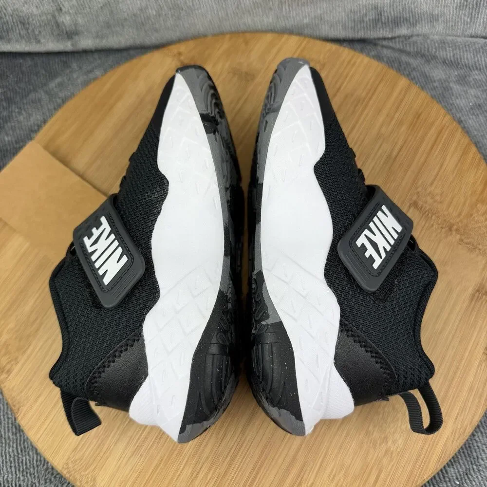 Nike Basketball Shoes Boys Size 11C Black White Sneakers Hook Loop HF6280-002